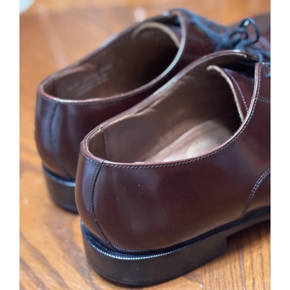 Bostonian Classics Men's 9.5 W Burgundy Leather Apron Toe Derby‎ Dress Shoes